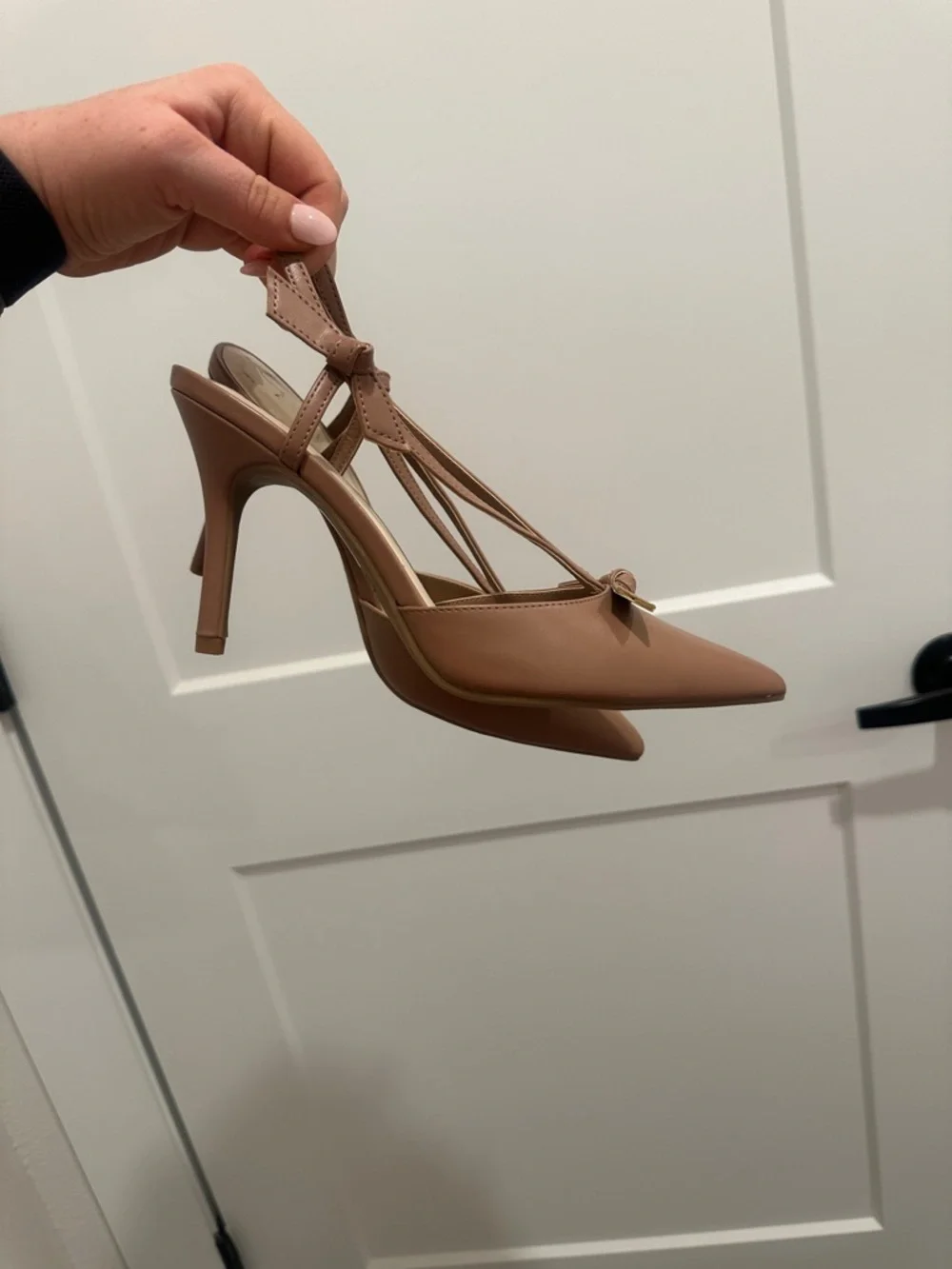 Nine West Taupe Pointed-Toe Slingback Pumps with Bow - Picture 2 of 3